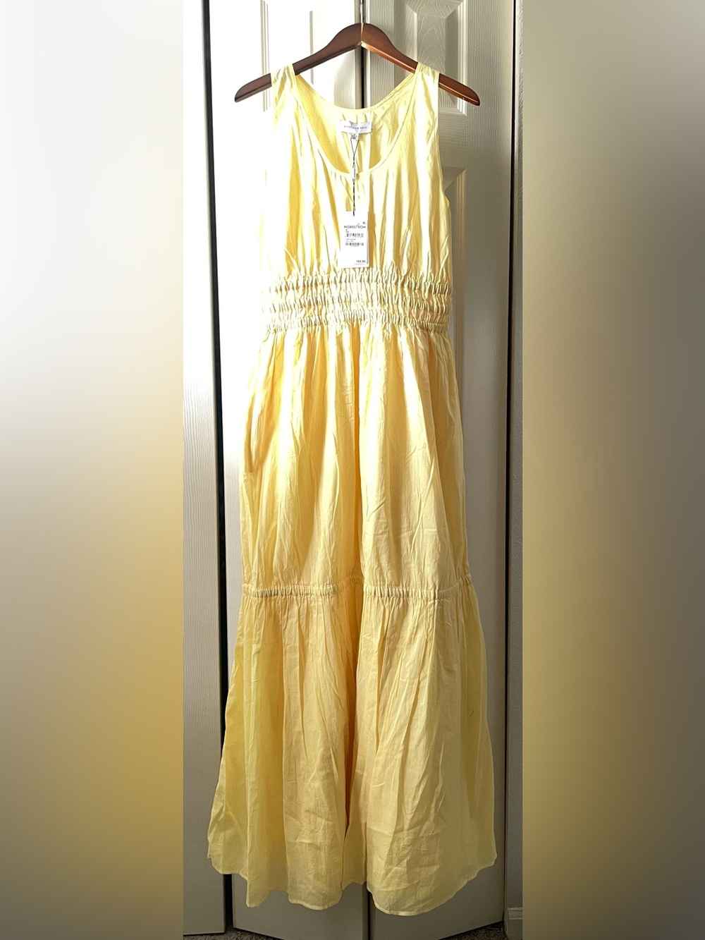 Something Navy Yellow Smocked Tiered Maxi Dress